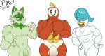  abs absurd_res alpha_channel anthro barazoku flexing fuecoco genitals group hi_res looking_at_viewer male muscular nintendo penis pok&eacute;mon pok&eacute;mon_(species) quaxly raccoon_mints sprigatito trio video_games 