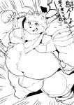  2022 absurd_res anthro balls_outline belly bulge canid canine genital_outline hi_res japanese_text kemono male mammal moobs navel overweight overweight_male penis_outline sigenoya sketch solo takotyutyu text 