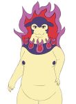  anthro belly big_belly big_breasts breasts colored_fire fire hi_res hisuian_typhlosion nintendo nipples pixiecatsupreme pok&eacute;mon pok&eacute;mon_(species) pokemon_legends_arceus regional_form_(pok&eacute;mon) solo video_games 