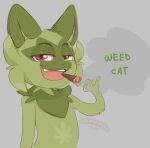  ambiguous_gender anthro digital_media_(artwork) domestic_cat drugs felid feline felis green_body mammal marijuana marshmallow-ears meme nintendo pok&eacute;mon pok&eacute;mon_(species) red_eyes shitpost simple_background sketch smoking solo sprigatito video_games 