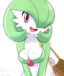  absurd_res big_breasts blush breasts clevage clothed clothing female gardevoir green_hair hair hi_res humanoid mr_valentine00 nintendo pok&eacute;mon pok&eacute;mon_(species) pokemoa red_eyes remake smile solo video_games white_body white_skin 