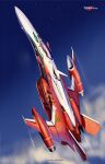  aircraft airplane asterozoa canopy_(aircraft) character_name cloud copyright_name fighter_jet flying jet logo macross macross_frontier macross_frontier:_sayonara_no_tsubasa mecha military military_vehicle motion_blur no_humans science_fiction sky solo variable_fighter vehicle_focus yf-29 