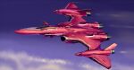  aircraft airplane asterozoa character_name cloud fighter_jet highres jet macross macross_frontier mecha military military_vehicle no_humans science_fiction sky solo thrusters variable_fighter vf-27 