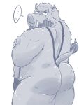  ... 2022 anthro bodily_fluids butt clothing dain_4201 hi_res humanoid_hands kemono male mammal overweight overweight_male simple_background solo suid suina sus_(pig) sweat underwear white_background wild_boar 