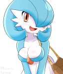  absurd_res big_breasts blush breasts clevage clothed clothing female gardevoir green_hair hair hi_res humanoid mr_valentine00 nintendo pok&eacute;mon pok&eacute;mon_(species) pokemoa red_eyes remake shiny_pok&eacute;mon smile solo video_games white_body white_skin 