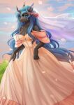  anthro anthrofied arthropod breasts changeling cleavage clothed clothing dress female friendship_is_magic hair hi_res long_hair margony my_little_pony queen_chrysalis_(mlp) solo wedding_dress 