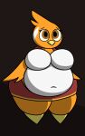  anthro avian avian_(starbound) beak belly big_belly big_breasts bottomwear breasts brown_eyes clothing cookie-pone cuia deep_navel feather_hands feathers female hi_res navel neckwear non-mammal_breasts obese obese_anthro obese_female orange_body orange_feathers overweight overweight_anthro overweight_female skirt solo starbound thick_thighs video_games white_belly yellow_beak 
