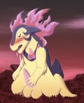  anthro artist_okstray balls bodily_fluids erection fire genital_fluids genitals hi_res hisuian_typhlosion male masturbation nintendo penile penile_masturbation penis pok&eacute;mon pok&eacute;mon_(species) pokemon_legends_arceus regional_form_(pok&eacute;mon) simple_background solo video_games 