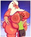  anthro areola big_breasts blaziken breasts chowdie embrace female hand_on_hip head_between_breasts hi_res hug huge_breasts human larger_female male mammal nintendo nipples obese obese_female overweight overweight_anthro overweight_female pok&eacute;mon pok&eacute;mon_(species) pok&eacute;morph size_difference smaller_male smothering squish video_games 