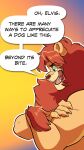  2019 absurd_res anthro blue_eyes comic crossed_arms dialogue english_text fangs felid fur furry_force hi_res komoroshi_(artist) leon_(furry_force) lion male mammal mane muscular muscular_anthro muscular_male pantherine red_mane side_view solo speech_bubble text yellow_body yellow_fur 