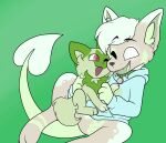  absurd_res ambiguous_gender anthro collar duo embrace feral hi_res hug leaf male nintendo plant pok&eacute;mon pok&eacute;mon_(species) rubbing_cheek spiked_collar spikes sprigatito valek_(mintdoq) video_games 