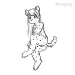  1:1 absurd_res anthro female hi_res hyaenid mammal monochrome shleepdog solo spotted_hyena 