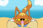  animal_crossing animated anthro beach beach_towel big_butt brown_body brown_fur butt cloud duo female fur genitals hand_on_leg human katt_(animal_crossing) licking lying male male/female mammal narrowed_eyes nintendo on_front oral penile penis penis_lick pokesiimii sand sea seaside sex slightly_chubby_male tail_motion tailwag thick_thighs tongue tongue_out towel video_games water yellow_eyes 