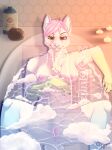  anthro bath breasts bubble bubblebath candle candlelight canid canine female fox genitals grin hi_res invalid_tag light mammal nipples nude pussy romantic smile soap solo ych_(character) yogert 