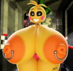  2021 3d_(artwork) animatronic anthro areola avian big_breasts bird black_sclera blender_(software) breasts chicken digital_media_(artwork) female five_nights_at_freddy&#039;s five_nights_at_freddy&#039;s_2 galliform gallus_(genus) genitals huge_breasts machine nipples nude orange_areola orange_nipples phasianid pussy robot scottgames smile smiling_at_viewer solo thick_thighs toy_chica_(fnaf) video_games white_eyes za_barro 