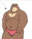  2022 absurd_res anthro belly black_nose blush bodily_fluids bulge clothing cute_fangs hi_res humanoid_hands kemono male mammal moobs navel nipples overweight overweight_male re_jin37 simple_background solo sweat underwear ursid white_background 