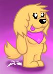  absurd_res anthro breasts canid canine canis cooper_dankev crossgender dankev_(youtuber) domestic_dog female fur harry_85 hi_res kerchief lomito_dankev mammal pink_tongue shaded signature simple_background solo tongue tongue_out yellow_body yellow_fur youtube youtuber 