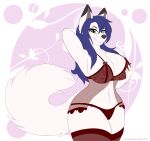  absurd_res anthro arctic_fox babydoll bedroom_eyes big_breasts big_pupils blue_hair bra breasts canid canine canis clothing colored_fingernails colored_nails dilated_pupils domestic_dog female fingernails fox foxraver fur green_eyes hair hand_behind_head hand_on_breast hi_res husky hybrid legwear lingerie looking_at_viewer mammal nails narrowed_eyes nightgown nordic_sled_dog panties pupils seductive simple_background solo spitz stockings underwear vanessa_fusky white_body white_fur wide_hips 
