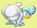  ambiguous_gender anthro beak bent_over big_butt blue_eyes blue_hair butt hair hi_res huge_butt nintendo nondelismell nude pok&eacute;mon pok&eacute;mon_(species) quaxly smile solo thick_thighs video_games white_body 