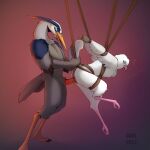  anthro avian bdsm bird bird_feet columbid daun feathers female genitals heron hi_res male male/female pelecaniform penis pigeon smile swing wilhelm zoke 