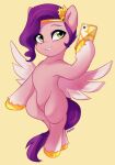  absurd_res cellphone circlet equid equine female green_eyes hair hasbro hi_res hooves mammal marenlicious mlp_g5 my_little_pony pegasus phone pipp_petals_(mlp) purple_hair smartphone solo standing wings 