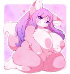  &lt;3 2022 3_toes 4_fingers anthro areola big_breasts blush breasts canid canine dipstick_ears dipstick_tail feet female fingers fluffy fluffy_tail fox fur hair hi_res huge_breasts kemono kneeling long_hair looking_at_viewer mammal markings multicolored_body multicolored_ears multicolored_fur multicolored_hair multicolored_tail nipples nude overweight overweight_anthro overweight_female pink_body pink_fur pink_hair purple_eyes purple_hair radiowave smile smiling_at_viewer solo tail_markings thick_thighs toes translated_description two_tone_body two_tone_fur white_body white_fur 