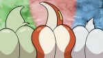  anthro avian big_butt bouncing_butt butt butt_squish drawsputin feathers felid female fuecoco fur green_body green_fur group huge_butt male mammal motion_lines nintendo pok&eacute;mon pok&eacute;mon_(species) quaxly rear_view red_body red_scales scales scalie sprigatito squish trio video_games white_body white_feathers 