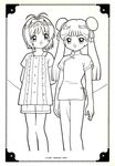  card_captor_sakura chinadress kinomoto_sakura li_meiling monochrome 