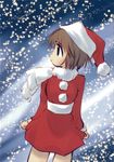  brown_hair christmas dress duplicate hat highres kichiemo santa_hat scarf short_hair snow star stars 