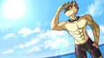  abs anthro athletic athletic_anthro canid canine canis clothing dragokaizer666 male mammal muscular muscular_male pecs sea solo summer swimming_goggles swimming_trunks swimwear water wolf 