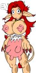  cow_girl long_hair p.chronos pointed_ears red_hair tagme tail torn_clothes transformation udder udders 