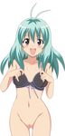  1girl absurdres blush bra breasts green_hair highres legs lingerie long_hair nude_filter photoshop pussy run_elsie_jewelria smile solo to_love-ru toloveru uncensored underwear 