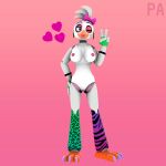  &lt;3 3d_(artwork) accessory animatronic anthro avian bird chicken clothing cuffs_(clothing) digital_media_(artwork) female fingerless_gloves five_nights_at_freddy&#039;s five_nights_at_freddy&#039;s:_security_breach galliform gallus_(genus) genitals gesture glamrock_chica_(fnaf) gloves hair_accessory hair_bow hair_ribbon handwear hi_res kissy_face legband machine phasianid phoenix_adverdale pussy ribbons robot scottgames solo solo_focus source_filmmaker sweatband v_sign video_games 