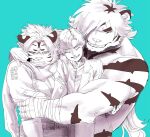  anthro biceps felid fur grin group hi_res human ku_123k lifewonders macan_(tas) male mammal muscular muscular_anthro muscular_male nomad_(tas) pantherine protagonist_(tas) smile striped_body striped_fur stripes tiger tokyo_afterschool_summoners trio twink_protagonist_(tas) video_games 