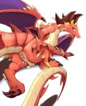  bodily_fluids brunhilda_(dragalia_lost) claws cygames dragalia_lost dragon female genital_fluids genitals hand_on_butt hi_res honeymono horn looking_back membrane_(anatomy) membranous_wings nintendo nude pussy red_body red_scales scales scalie solo video_games western_dragon wings 