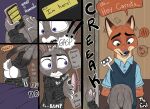  2022 absurd_res anthro bodily_fluids butt canid canine cellphone clothed clothing comic dialogue disney door dressing_up duo ears_down english_text female fox hands_behind_back hi_res holding_object holding_phone hoodie judy_hopps lagomorph larger_male leporid male mammal nervous nick_wilde opening_door phone pivoted_ears rabbit size_difference smaller_female smartphone sound_effects sweat text topwear tush zootopia 