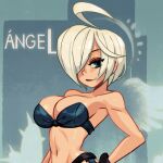  alex_ahad angel_(kof) green_eyes navel solo the_king_of_fighters white_hair 