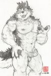  2022 abs anthro balls barrel_(live-a-hero) canid canine canis erection felixleong fur genitals gesture humanoid_genitalia humanoid_penis lifewonders live-a-hero looking_at_viewer male mammal muscular muscular_male nipples nude one_eye_closed pawpads penis pointing pointing_at_viewer signature solo tongue tongue_out toronoeroaka traditional_media_(artwork) video_games wink wolf 