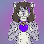  &lt;3 bell collar felid feline female fluffy highlights_(coloring) mammal pantherine purple rin_(kittyrin) single_stripe snow_leopard 