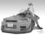  absurd_res anthro canid canine car conditional_dnp danza fox hi_res invalid_tag mammal nissan pose skyline vehicle 