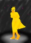  absurd_res anthro avian beak bird bird_feet black_background chicken feathers female five_nights_at_freddy&#039;s five_nights_at_freddy&#039;s_2 galliform gallus_(genus) happy-tca- hi_res phasianid scottgames simple_background solo tail_feathers thick_thighs toy_chica_(fnaf) video_games 