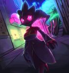  2022 absurd_res anthro breasts city claws clothed clothing female glowing glowing_eyes hi_res lennoxicon looking_at_viewer mega_banette mega_evolution night nintendo outside pok&eacute;mon pok&eacute;mon_(species) skimpy smile solo video_games walking zipper zipper_mouth 