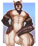  2021 abs absurd_res anthro balls big_balls big_penis canid canine canis genitals hi_res huge_penis humanoid_genitalia humanoid_penis male mammal muscular muscular_anthro muscular_male nipples nude pecs penis solo tongue tongue_out vein veiny_penis wolf zead_(artist) 