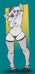  anthro azzy184 azzy_(azzydrawsstuff) azzydrawsstuff bovid bovine breasts caprine clothing female fishnet fishnet_legwear genitals goat hands_behind_head hi_res hooves horn legwear lingerie mammal nipples pussy raised_arms solo thigh_highs translucent translucent_clothing translucent_underwear underwear 