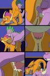 anal anal_penetration anus bodily_fluids caluriri comic cum cum_in_ass cum_inside dragon duo eyes_closed fangs female friendship_is_magic genital_fluids genitals half-closed_eyes hasbro hi_res male male/female my_little_pony narrowed_eyes open_mouth oral orange_body penetration penis purple_body pussy pussy_juice raised_tail rimming sex smolder_(mlp) spike_(mlp) spikes tongue tongue_out wings young 