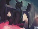  dragon drakawa dreamworks erection genitals how_to_train_your_dragon male night_fury penis scalie sitting solo toothless western_dragon wings 