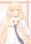  bad_id bad_pixiv_id blonde_hair bracelet choker dress_shirt earrings finger_heart fingernails gyaru highres jewelry kitagawa_marin long_hair necktie ootori_karen red_eyes ring shirt smile sono_bisque_doll_wa_koi_wo_suru 