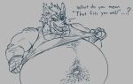  2022 anthro belly big_belly canid canine canis clothing dialogue eggo21 eye_patch eyewear fur gloves hair handwear hi_res hyper hyper_belly looking_at_viewer male mammal monochrome musclegut muscular muscular_male navel nintendo overweight pulling_clothing pulling_shirt_down shirt solo star_fox tight_clothing topwear video_games wolf wolf_o&#039;donnell 