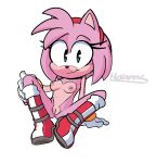  2022 amy_rose anthro boots breasts casual_exposure clothing eulipotyphlan female footwear front_view full-length_portrait genitals gloves hair handwear hedgehog hexanne looking_at_viewer mammal mostly_nude nipples pink_body pink_hair portrait pussy sega simple_background sitting smile solo sonic_the_hedgehog_(series) white_background 