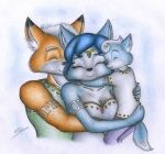  anthro canid canine clothing dress embrace father father_and_child father_and_son female fox fox_mccloud group hi_res hug krystal male mammal marcus_mccloud mother mother_and_child mother_and_son nintendo parent parent_and_child sinaherib son star_fox traditional_media_(artwork) video_games 